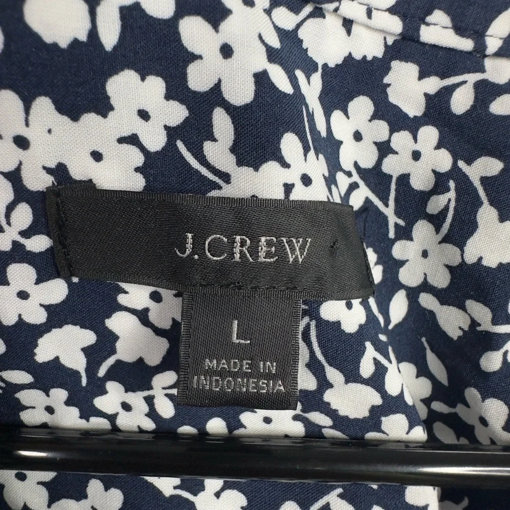 J.Crew Shirt Women L Blue White Floral Romantic Career Flowy Coquette Boho Fairy